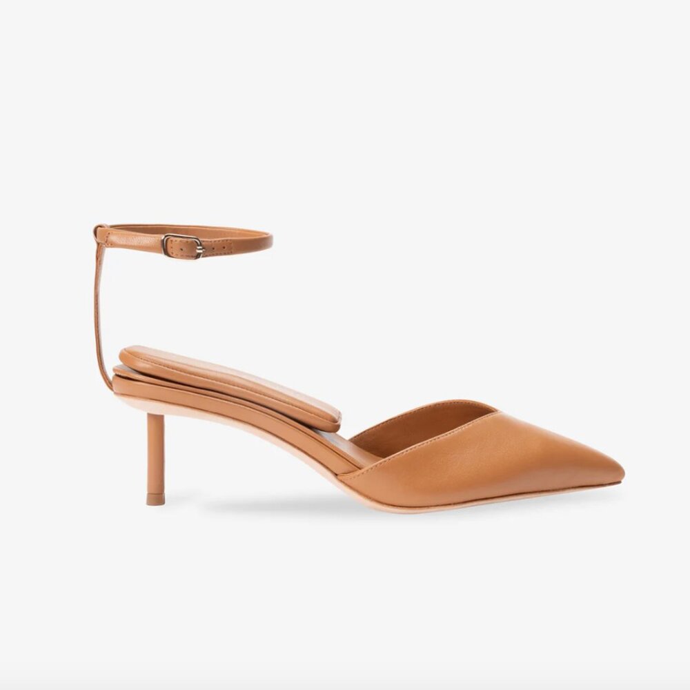 Tamara Mellon Made in Italy Desire 65 Nappa Leather Sandals in Cognac Size 5
